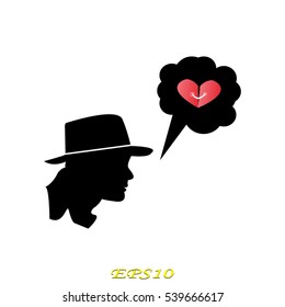 man, head, heart, icon, vector illustration EPS 10