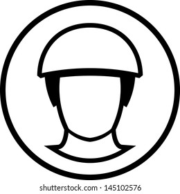 Man Head In Helmet Vector Icon