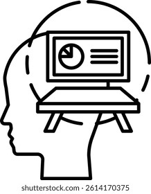 A man head is holding a piece of paper with a pie chart on it