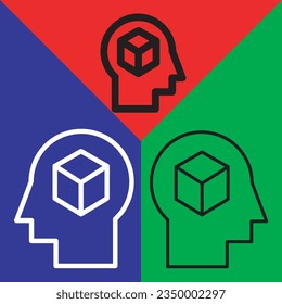 Man Head icon. Man head and Cube vector icon from Artificial Intelligence collection. Outline style Man head icon.