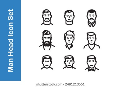 Man Head icon with editable vector. 
