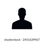 Man head icon silhouette. Male avatar profile sign, face silhouette vector design and illustration. 

