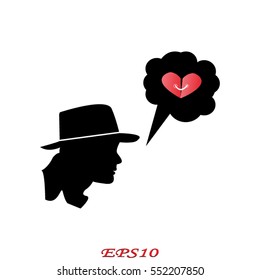 Man, head, icon, vector illustration eps10