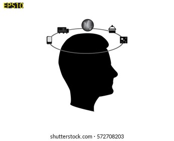 Man, head, icon, vector illustration eps10