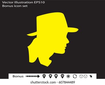 Man, head, icon, vector illustration eps10