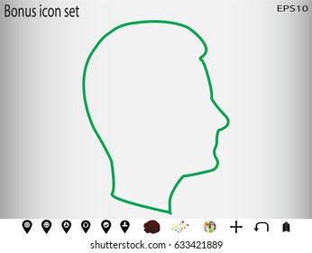 Man, head, icon, vector illustration eps10