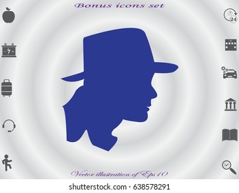 Man, head, icon, vector illustration eps10