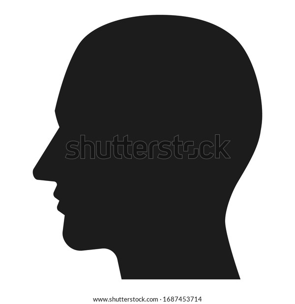 Man head isolated black silhouette.\
Vector pictogram. Company logotype design element.\
