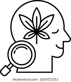 A man head with a leaf on it and a magnifying glass