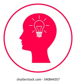 Man head with Light bulb - create new ideas. Icon