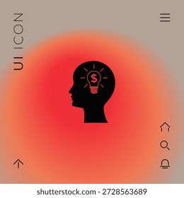 Man head with Light bulb with dollar symbol business concept.