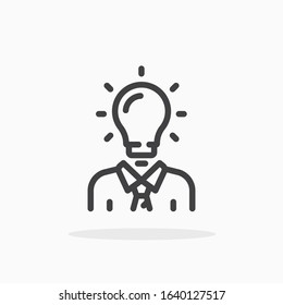 Man head light bulb icon in line style. For your design, logo. Vector illustration. Editable Stroke.