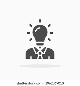 Man head light bulb icon. For your design, logo. Vector illustration.