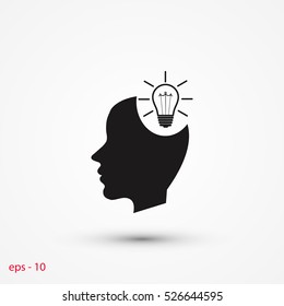 Man head with Light bulb icon, Vector EPS 10 illustration style