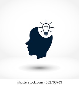 Man head with Light bulb icon, Vector EPS 10 illustration style