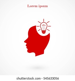 Man head with Light bulb icon, Vector EPS 10 illustration style
