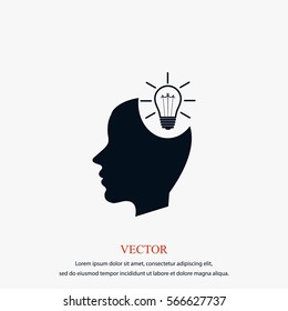 Man head with Light bulb icon, Vector EPS 10 illustration style