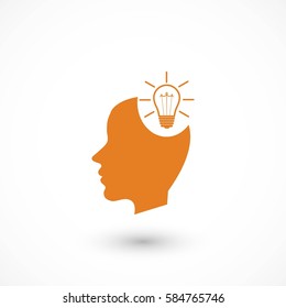 Man head with Light bulb icon, Vector EPS 10 illustration style