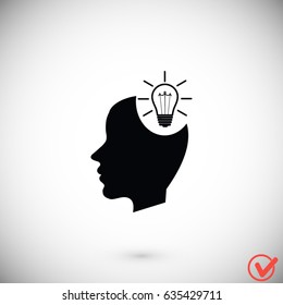 Man head with Light bulb icon, Vector EPS 10 illustration style