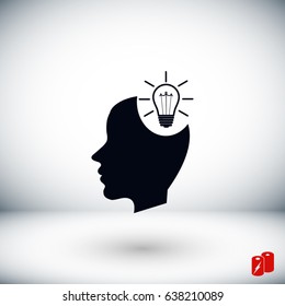 Man head with Light bulb icon, Vector EPS 10 illustration style