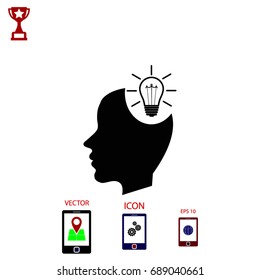 Man head with Light bulb icon, Vector EPS 10 illustration style
