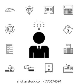 Man head with Light bulb icon. Set of business element. Premium quality graphic design. Signs, outline symbols collection, simple thin line icon for websites, web design, mobile on white background