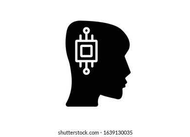 Man head line creative idea thinking  icon Vector illustration.