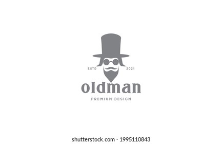 man head magician with long hat and beard logo vector icon illustration design