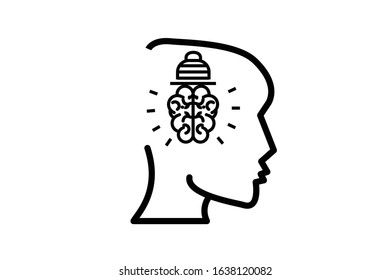Man head mind thinking vector icon