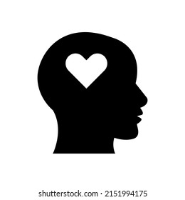 Man Head Mind Thinking Vector Icon. Thinking About Love Or Heart Illustration Vector.