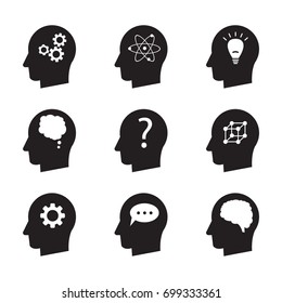 Man Head Mind Thinking Vector Icon Set