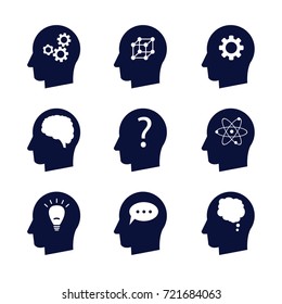 Man Head Mind Thinking Vector Icon Set