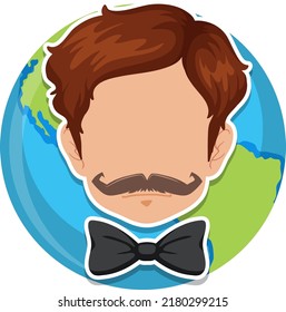 Man head on earth symbol illustration