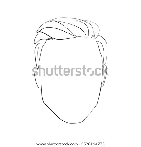 Man head one line drawing on white isolated background