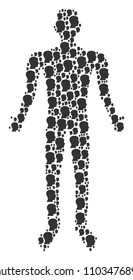 Man head profile person figure. Vector man head profile icons are arranged into person mosaic.