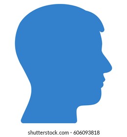 Man Head Profile vector icon. Flat cobalt symbol. Pictogram is isolated on a white background. Designed for web and software interfaces.