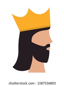 Man head with royal crown design, King luxury jewelry insignia emperor and authority theme Vector illustration