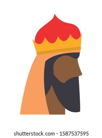 Man head with royal crown design, King luxury jewelry insignia emperor and authority theme Vector illustration