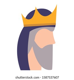 Man head with royal crown design, King luxury jewelry insignia emperor and authority theme Vector illustration