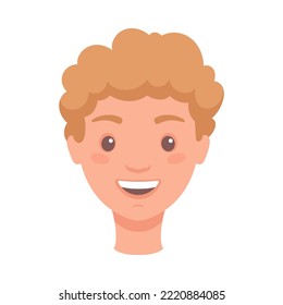Man Head Showing Happy Face Expression and Emotion Laughing Front Vector Illustration