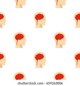 Man head silhouette with brain inside pattern seamless for any design vector illustration