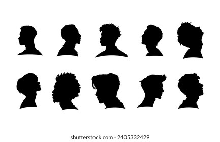 Man Head Silhouette Element Set