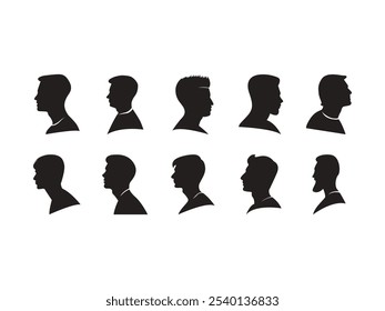 Man Head Silhouette Element Set 