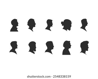 Man Head Silhouette Element Set