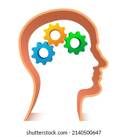 Man head silhouette with gears vector illustration isolated on white background