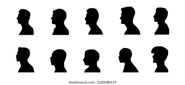 Man Head Silhouette Illustration Vector Set