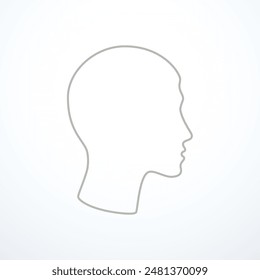 Icono de línea de silueta de cabeza de hombre. Ilustración vectorial