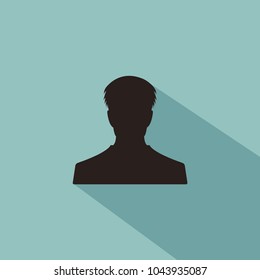 man head silhouette with long shadow flat style vector illustration