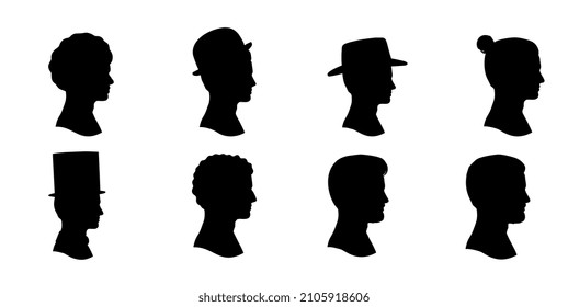 Man Head Silhouette Vektorgrafik. Seelenblick. Einzeln auf weißem Hintergrund.