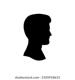 Man head silhouette vector illustration. Saide view. Isolated on white background.